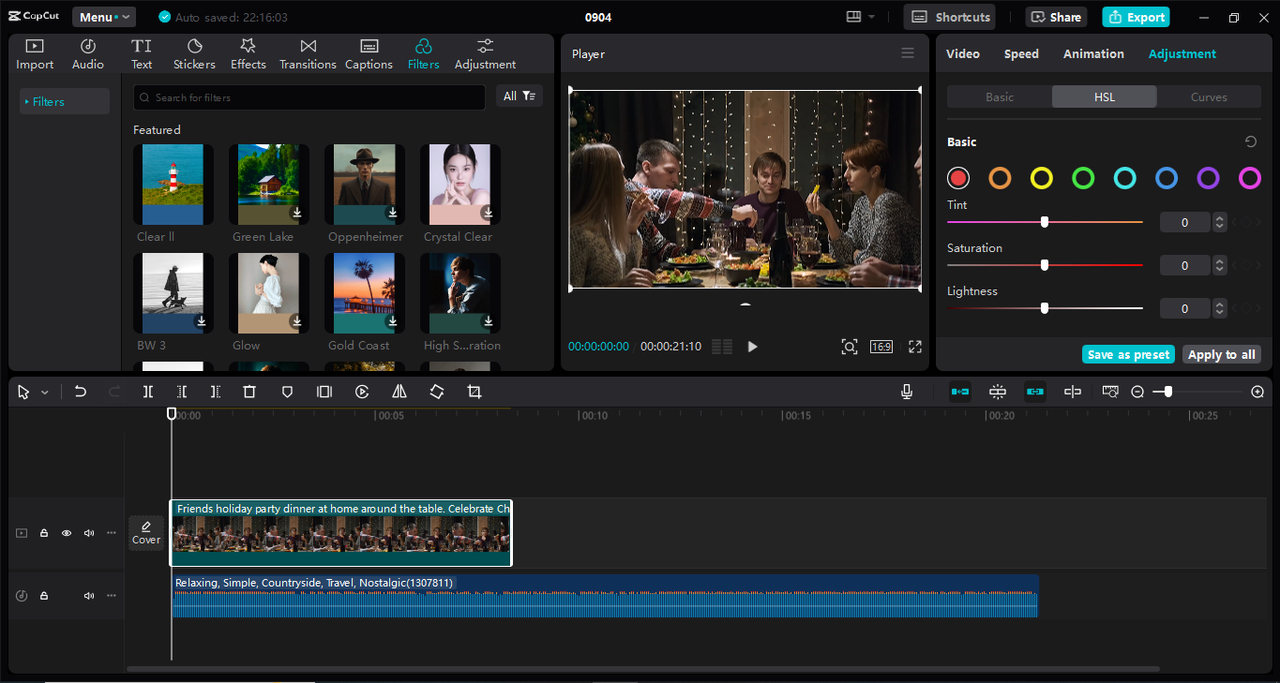 Interface of the CapCut desktop video editor - the best tool to edit videos using various tools