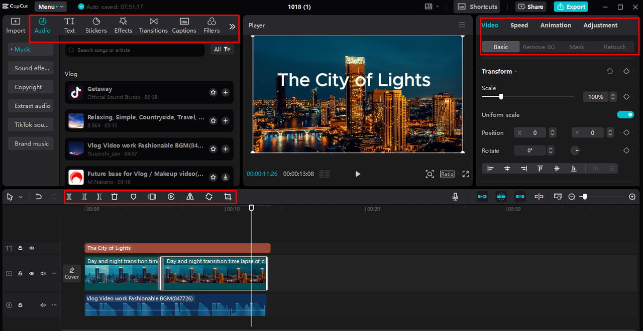 Editing video in the CapCut desktop video editor