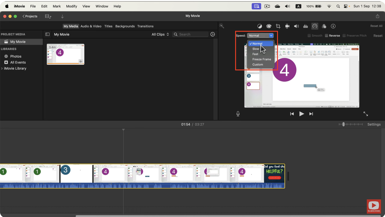 Adjust video speed setting