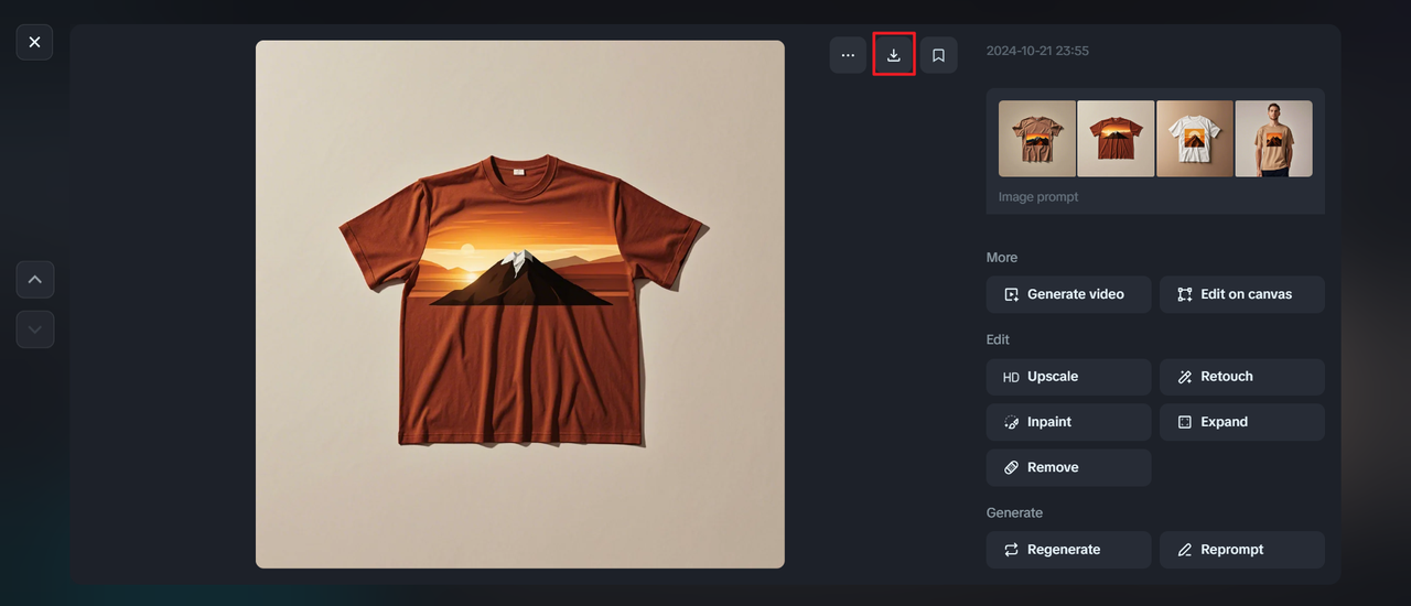 Hit the download icon to save your t-shirt mockup