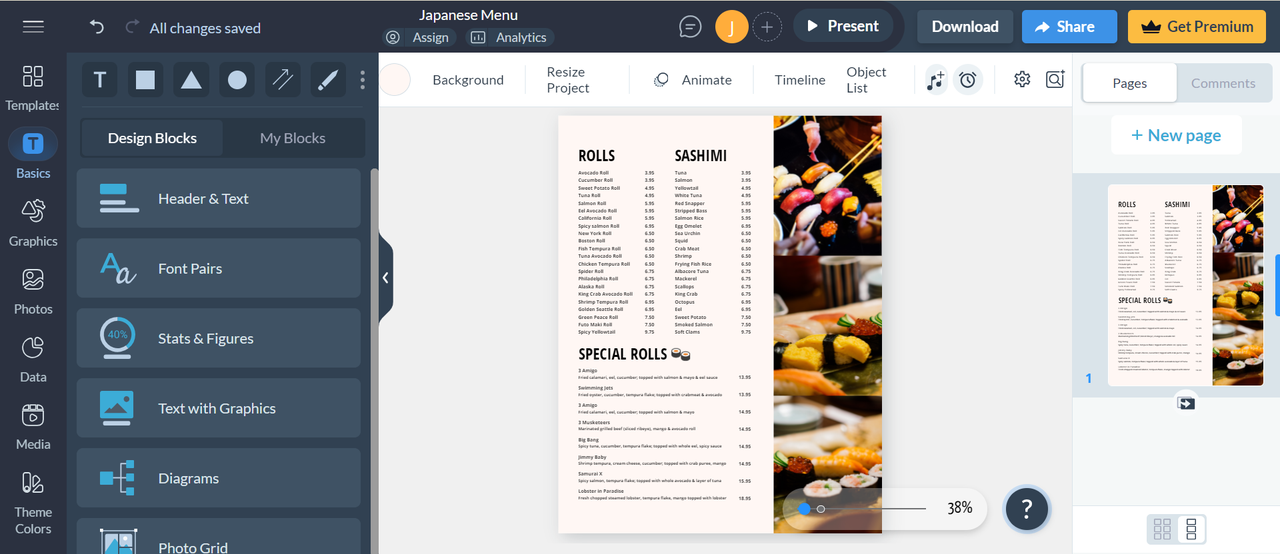 Visme menu generator free template