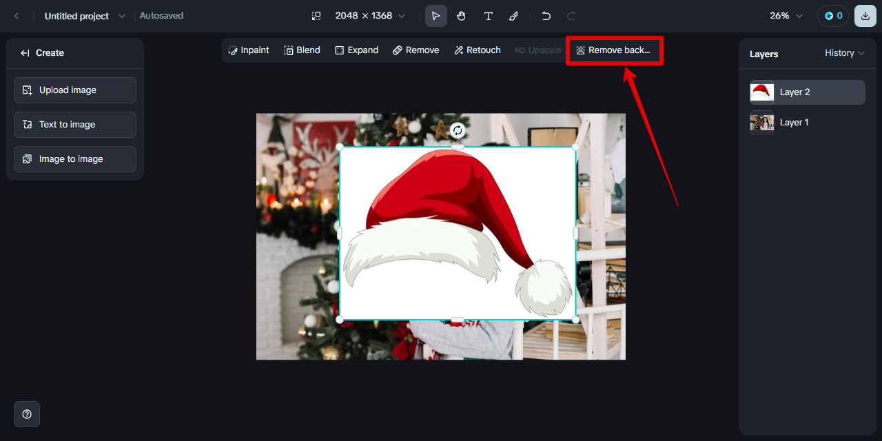 Remove background tool in Dreamina