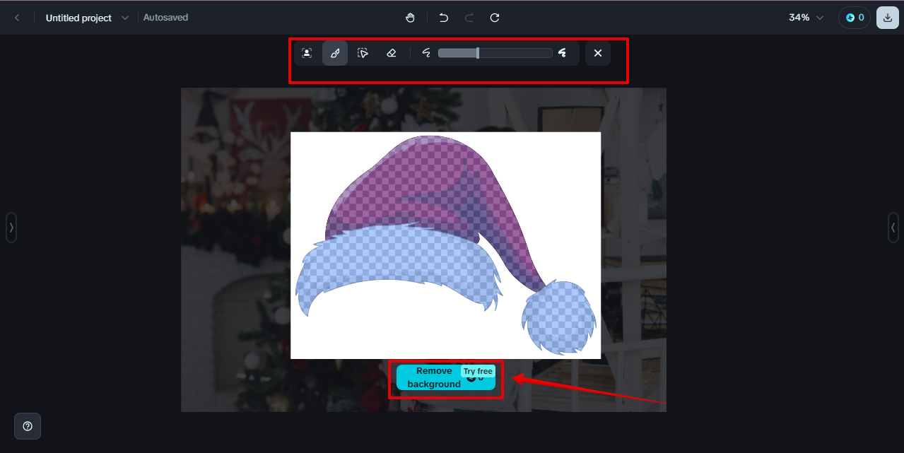 removing background of Santa hat image 