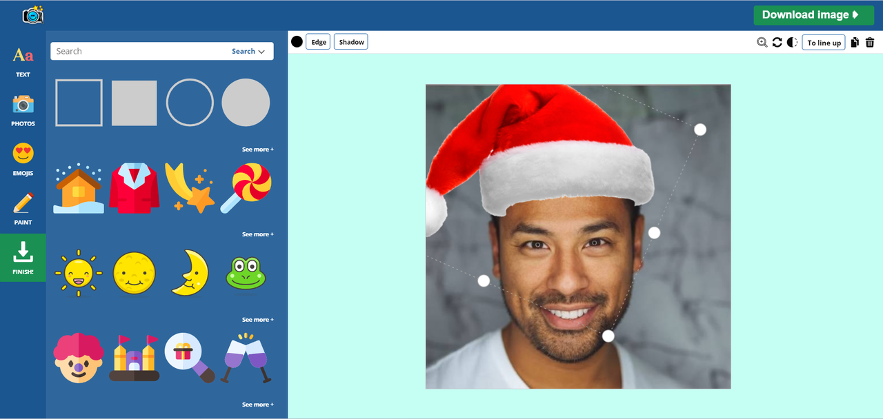 Add Christmas hat to a picture using stickers at Photofunny