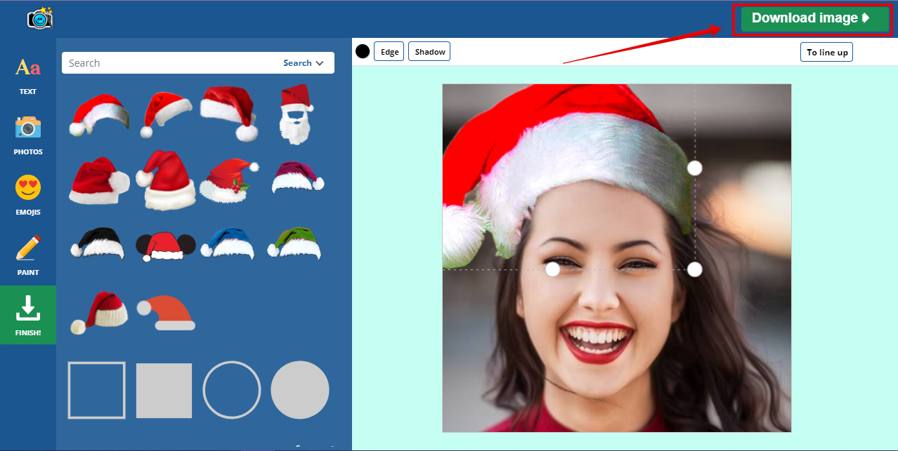 downloading image with Santa hat