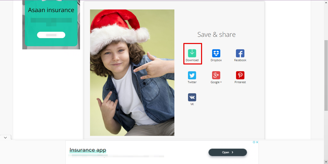 Saving and sharing image with Santa hat