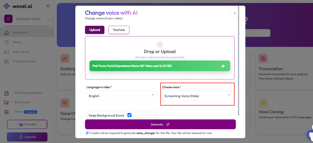 Wavel AI is a unique AI-based scream voice changer online free