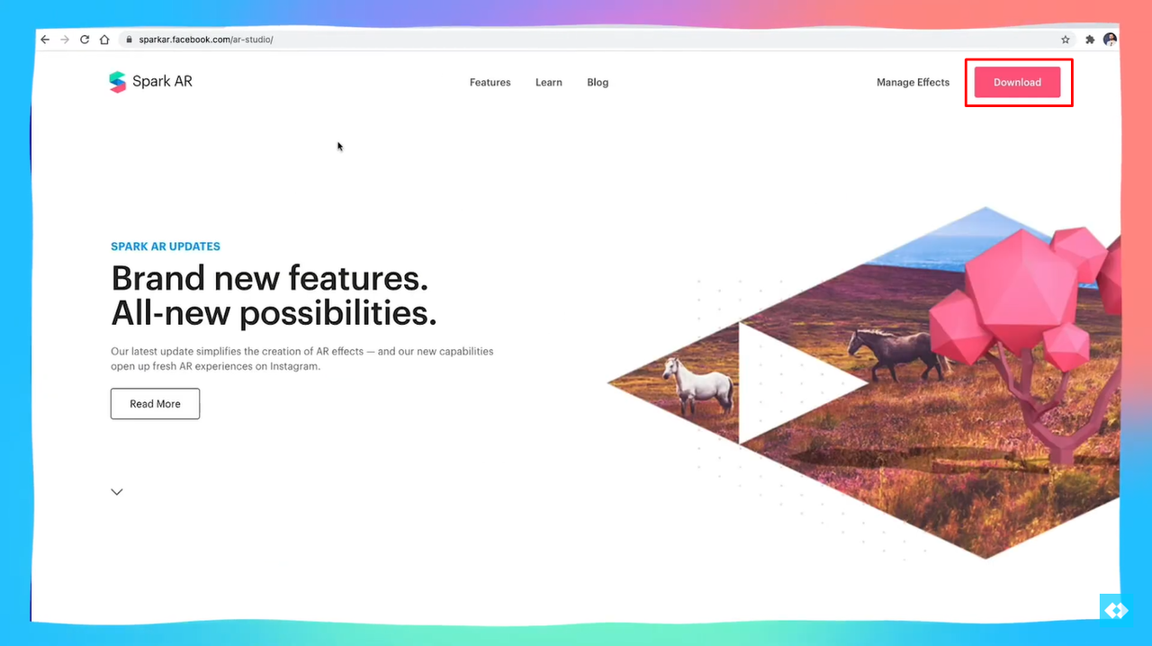 Downloading Spark AR for making AR filters for Instagram