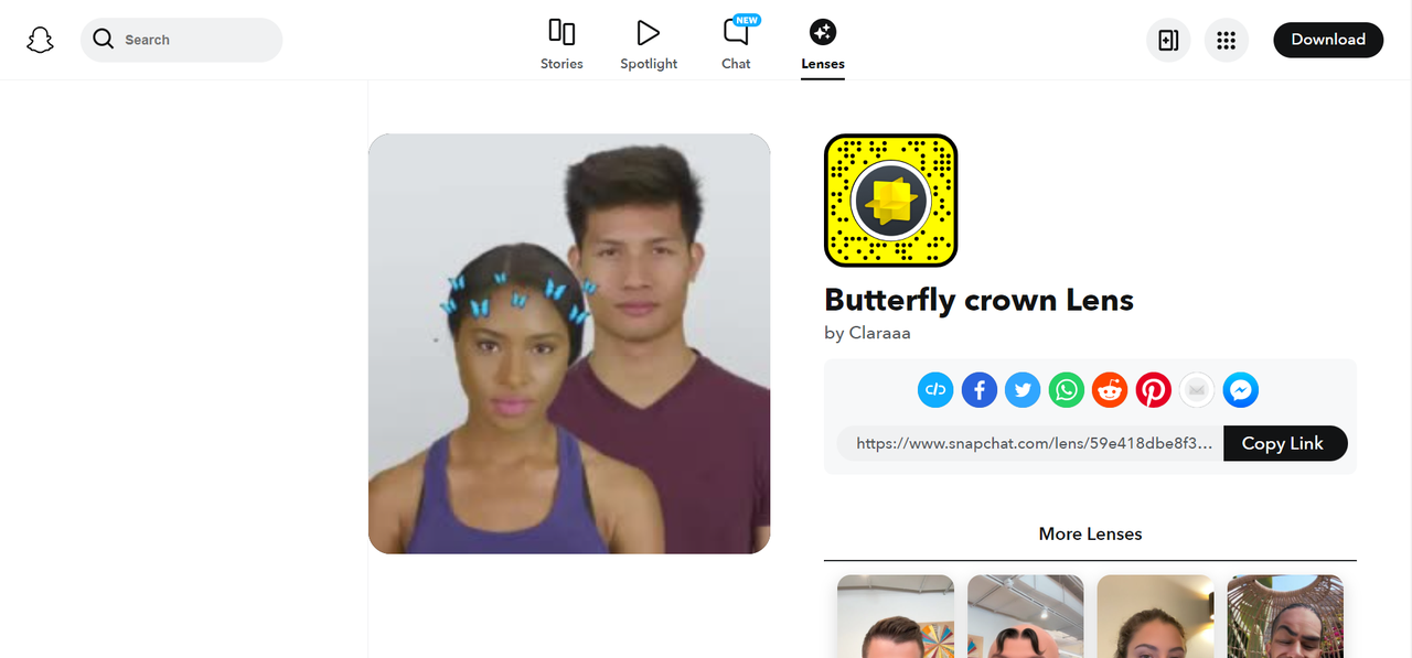 The butterfly crown filter - a beautiful augmented reality filter in Snapchat