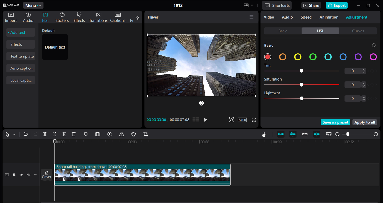 Interface of the CapCut desktop video editor - an effective way to add filter to videos on PC