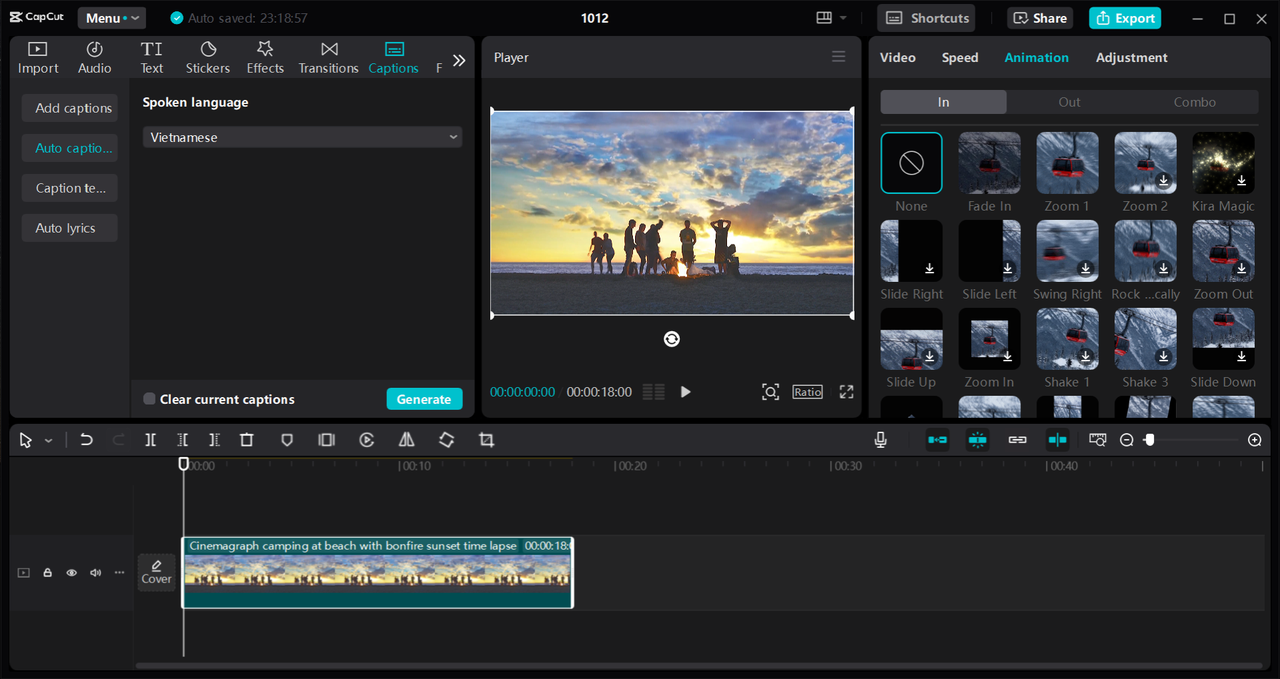 Interface of the CapCut desktop video editor - the best video editing software with special effects