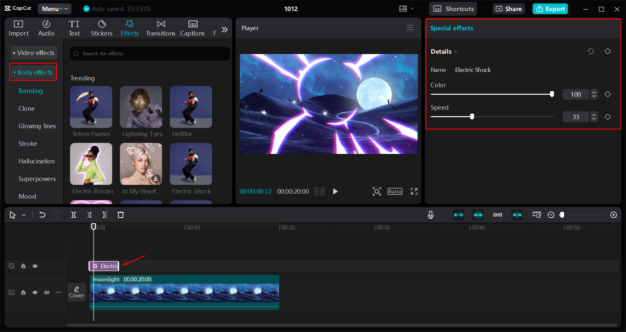 Applying dramatic video effects to videos with the CapCut desktop video editor