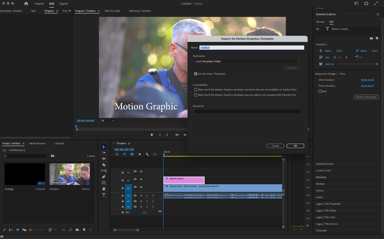 Exporting the final video from Adobe Premiere Pro