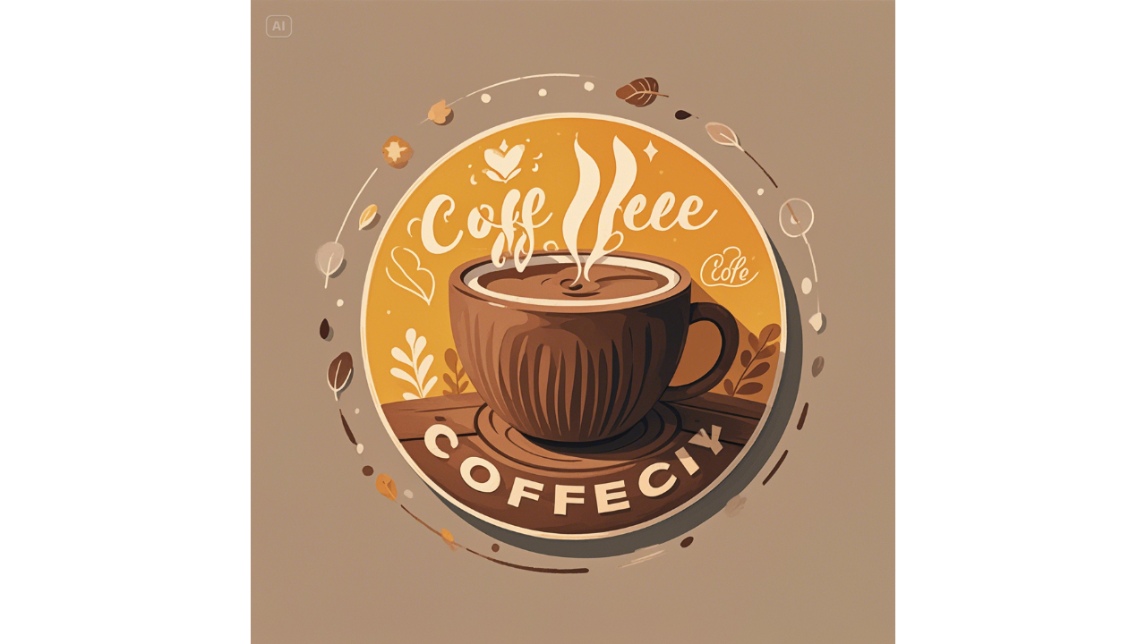 Coffee shop round logo with text