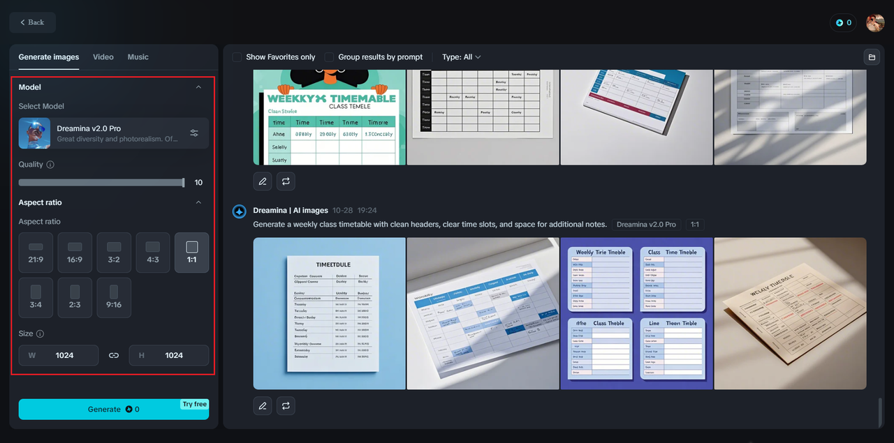 Generate your blank timetable