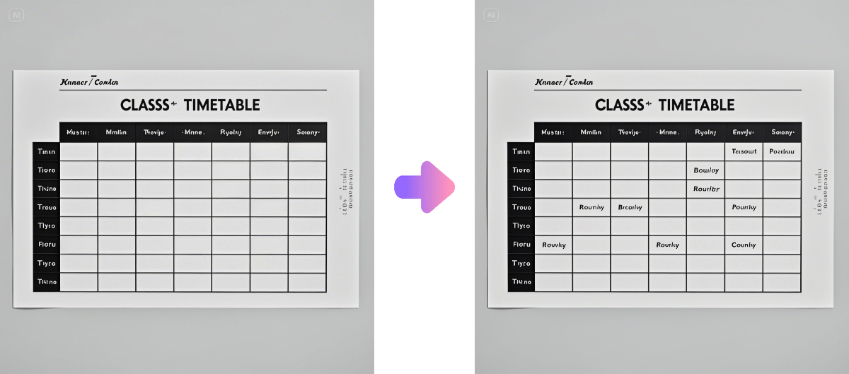 Use text overlay in class timetable 