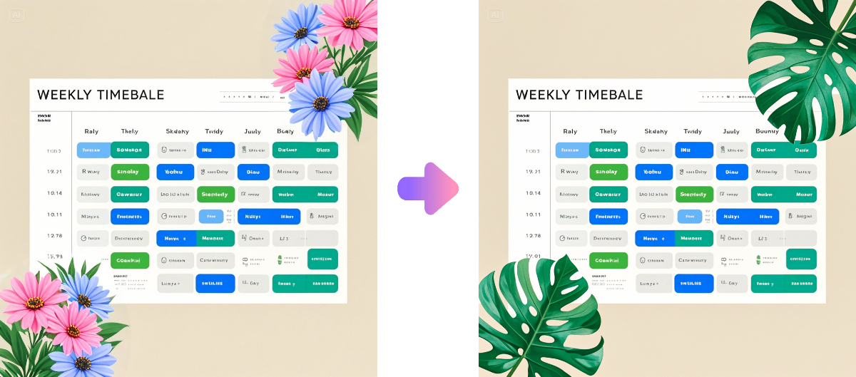 AI inpainting for weekly timetable