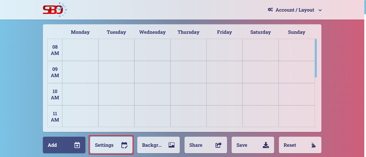  make my timetable with SBO