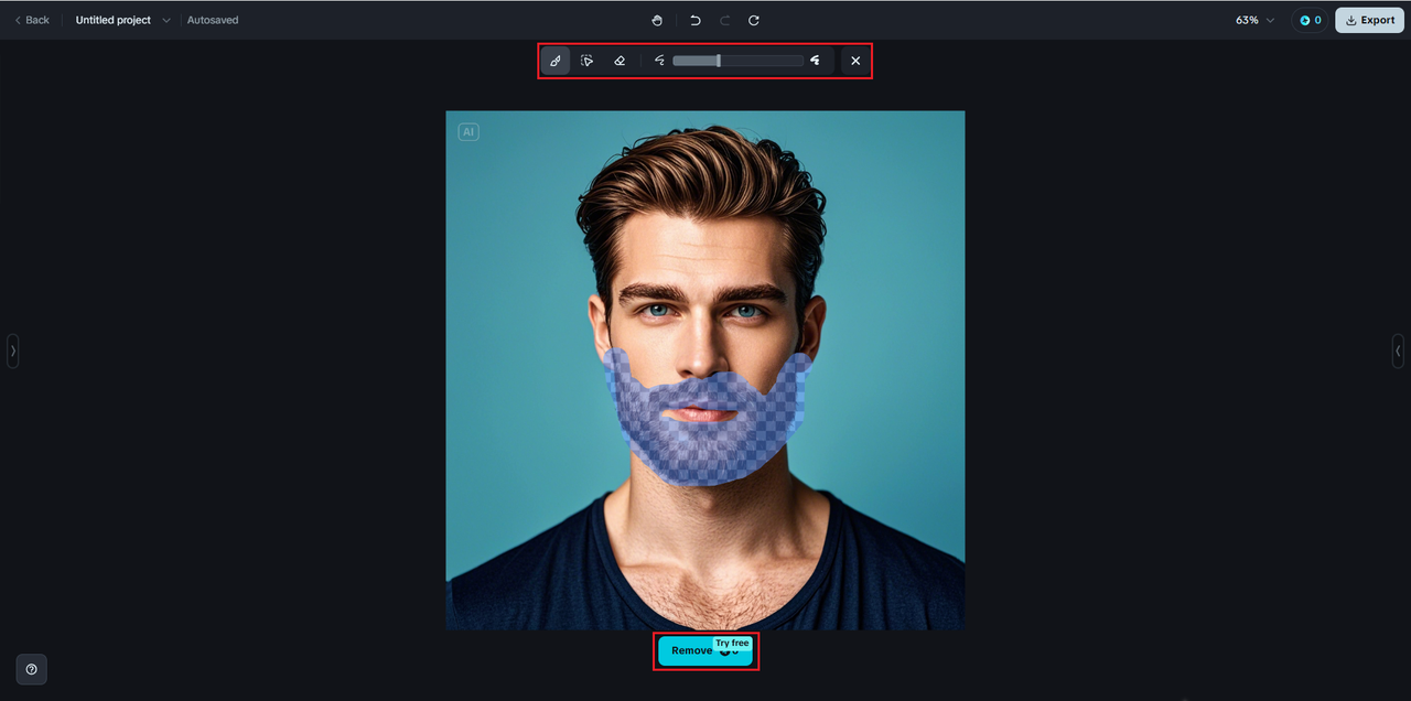 Use a brush to select and remove a beard