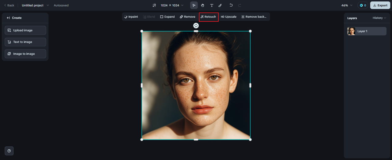 Select the retouch feature. 