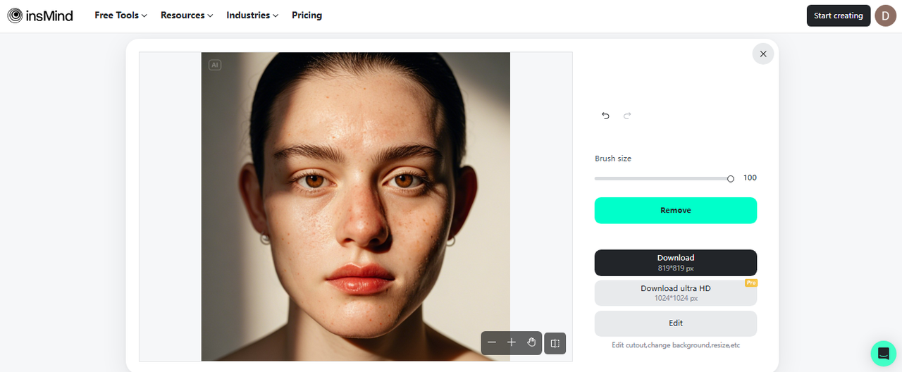 insMind- online photo editor blemish remover