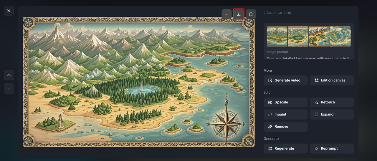 Click the download icon to save your map