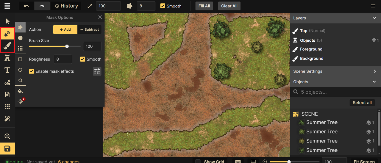 Use the mask and brush tool to create your map