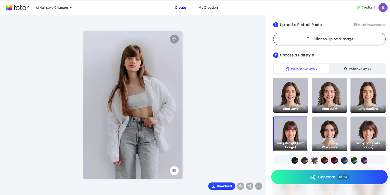 Fotor AI Hairstyle changer