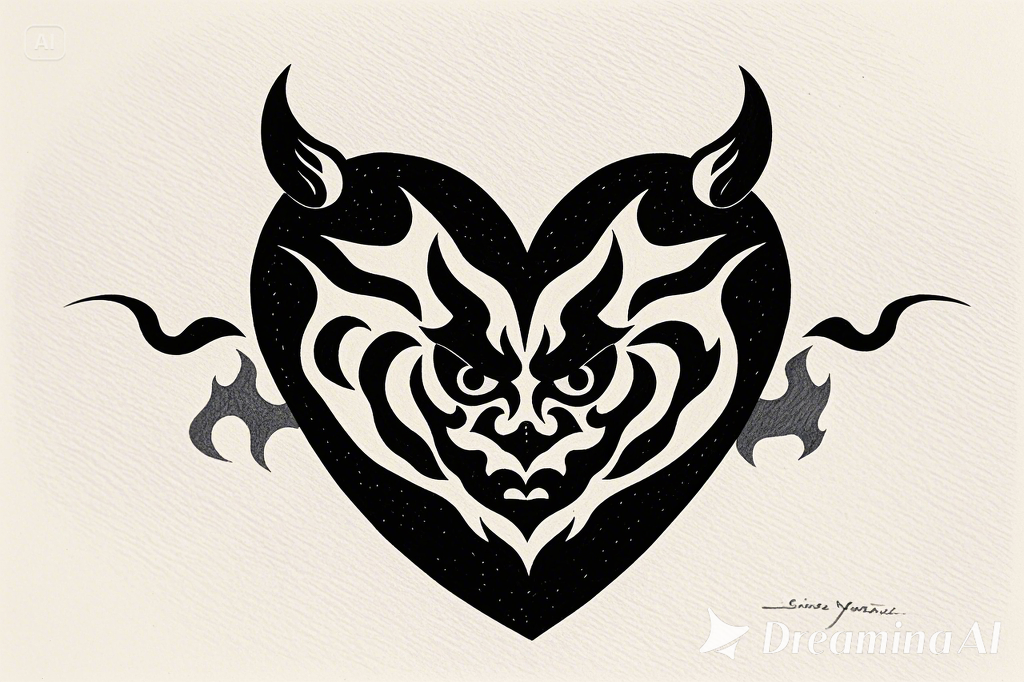 Evil heart tattoo example