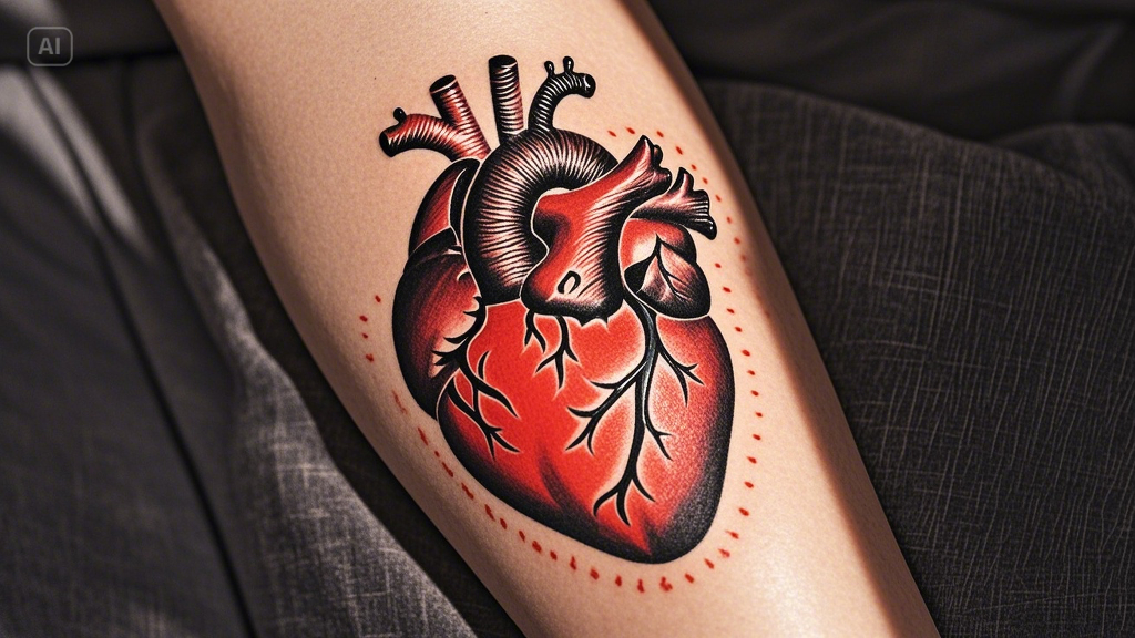 3D heart tattoo example