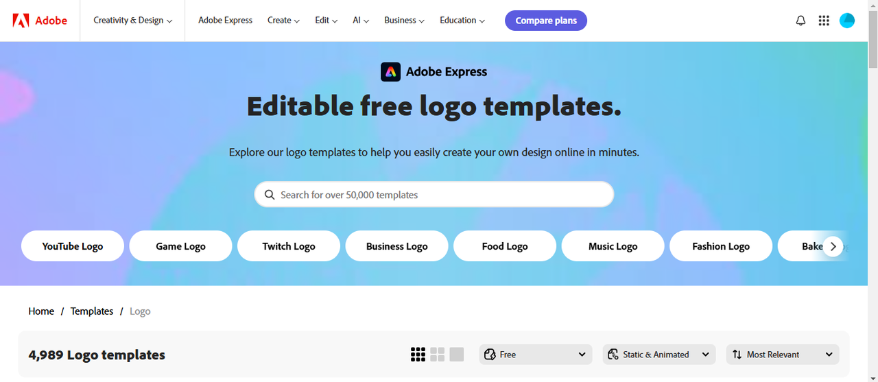 Adobe Express’s editing interface