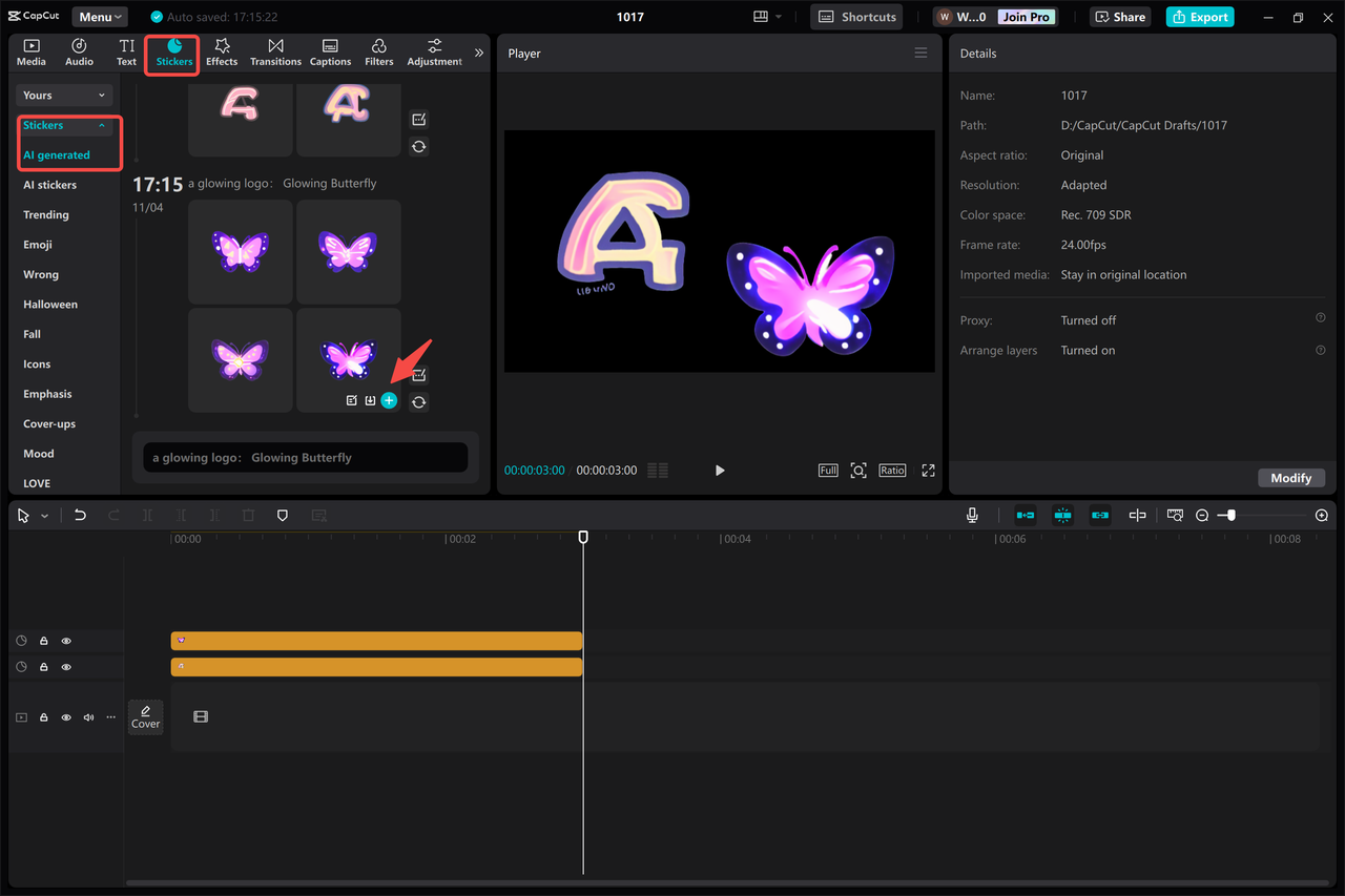 Creating a glowing logo to add to the video in the CapCut desktop video editor