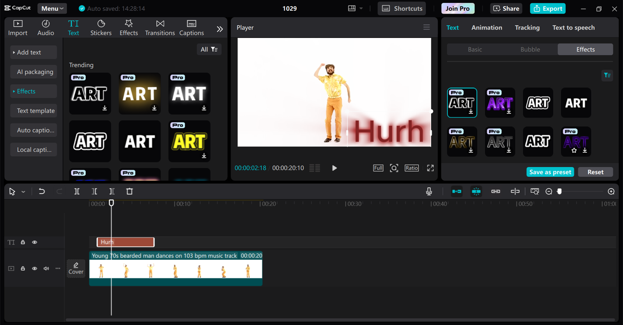 Interface of the CapCut desktop video editor - an easy-to-use tool to make text glow in videos