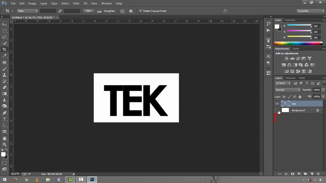 Showing how to make text background transparent in Photoshop