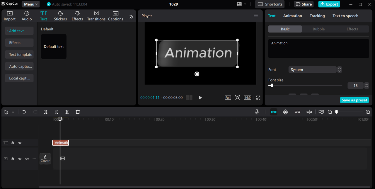 Editing interface of CapCut desktop video editor - an intuitive platform for adding text animation to videos