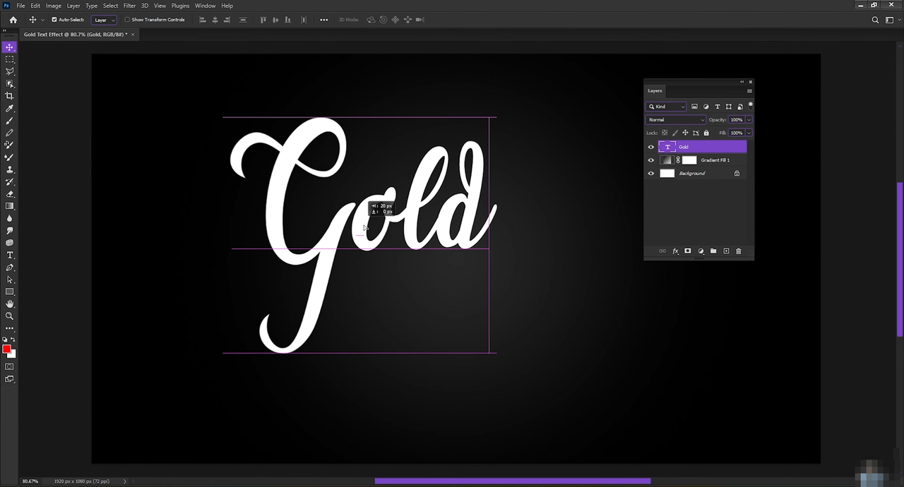 Adding text to enhance it with gold style in Photoshop