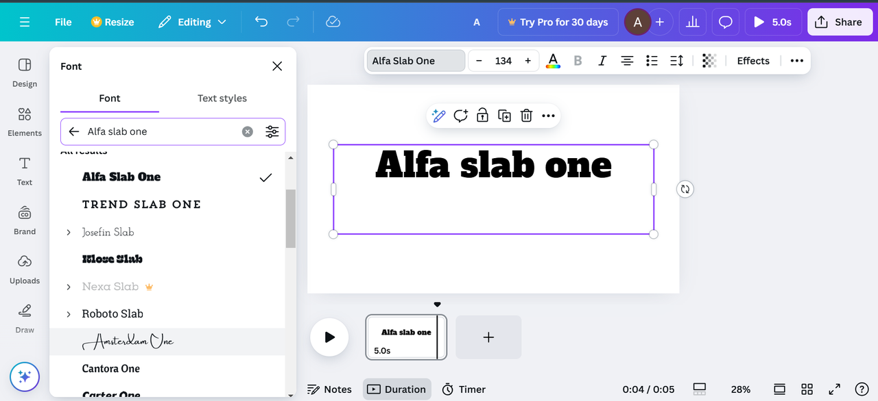 Image showing Alfa slab one font in Canva