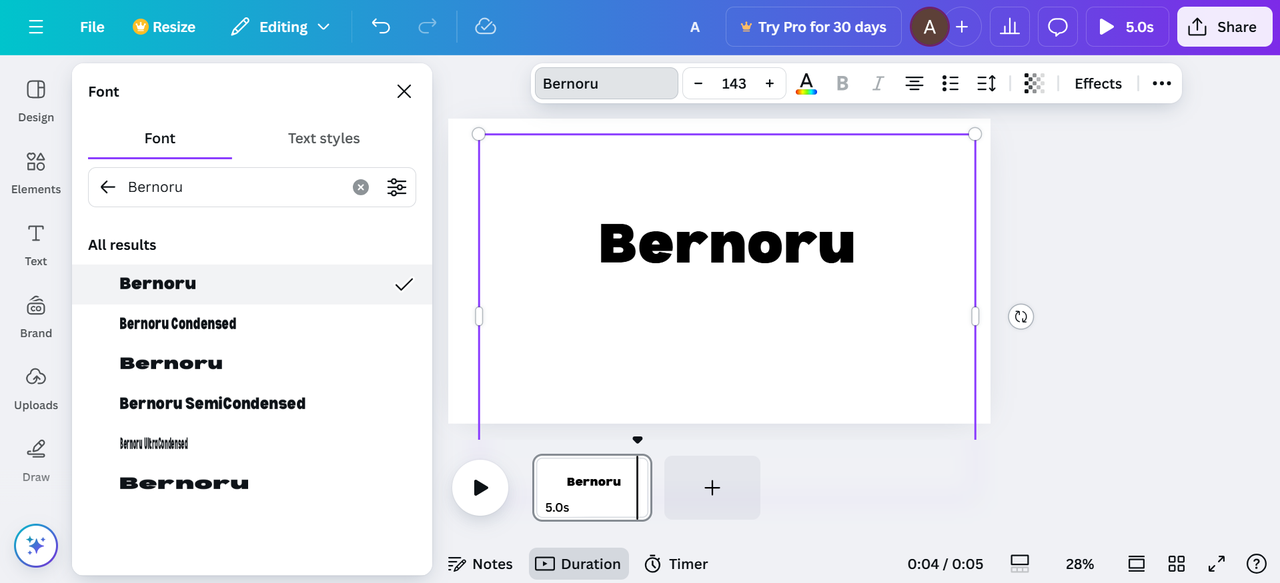 Image showing Bernoru font in Canva