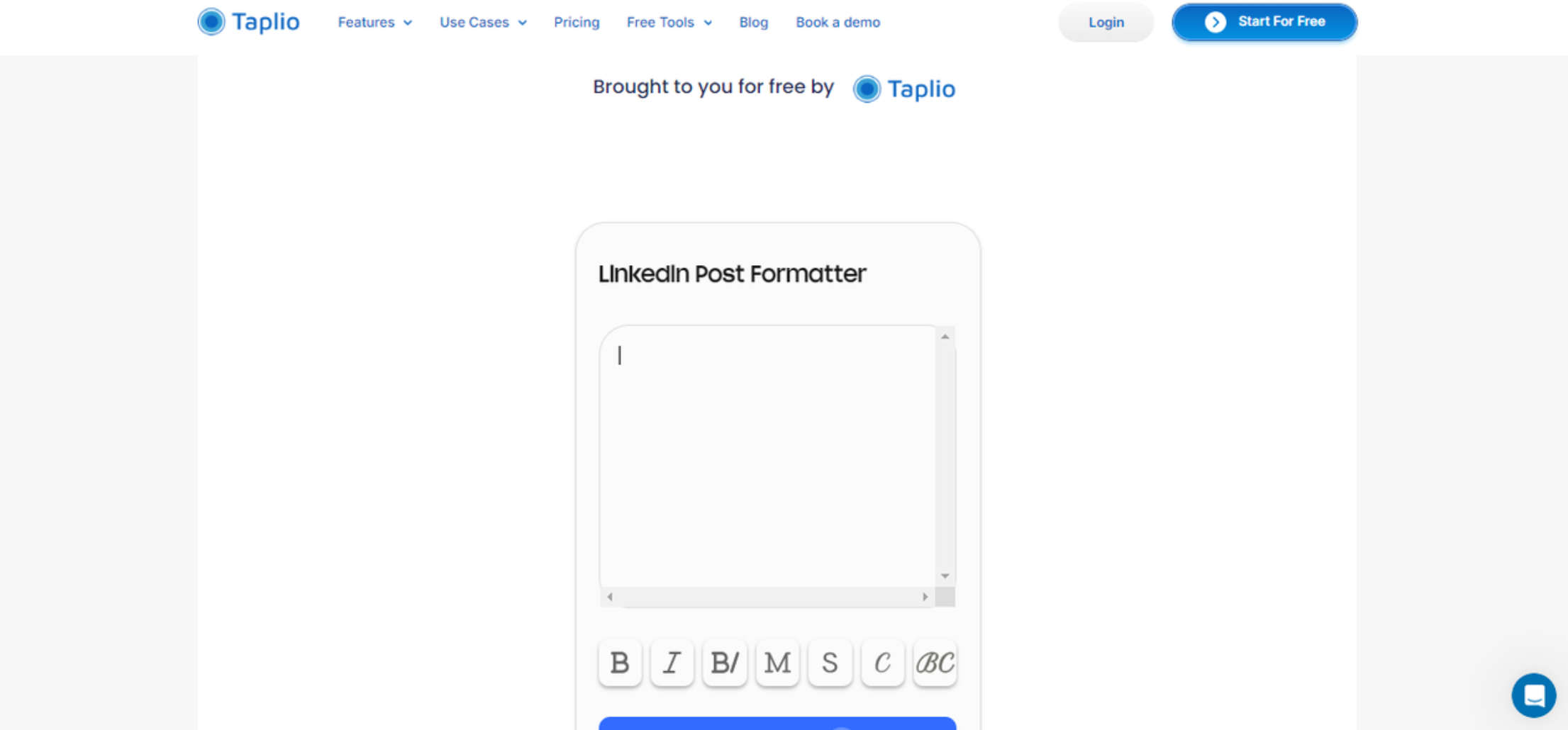 Interface of Taplio - a perfect LinkedIn bold text generator