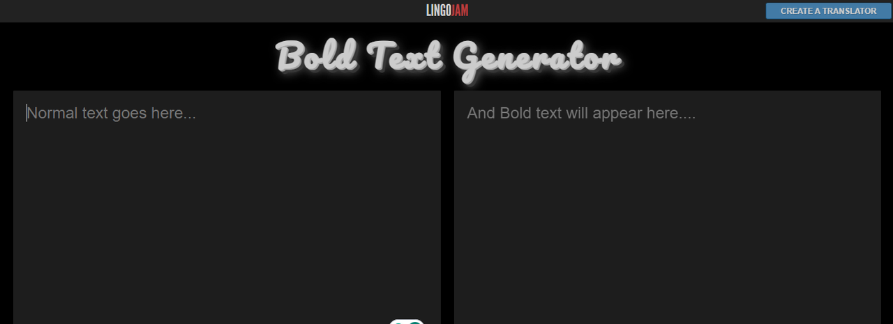Interface of LingoJam - a straightforward tool for creating bold text in Linkedin post