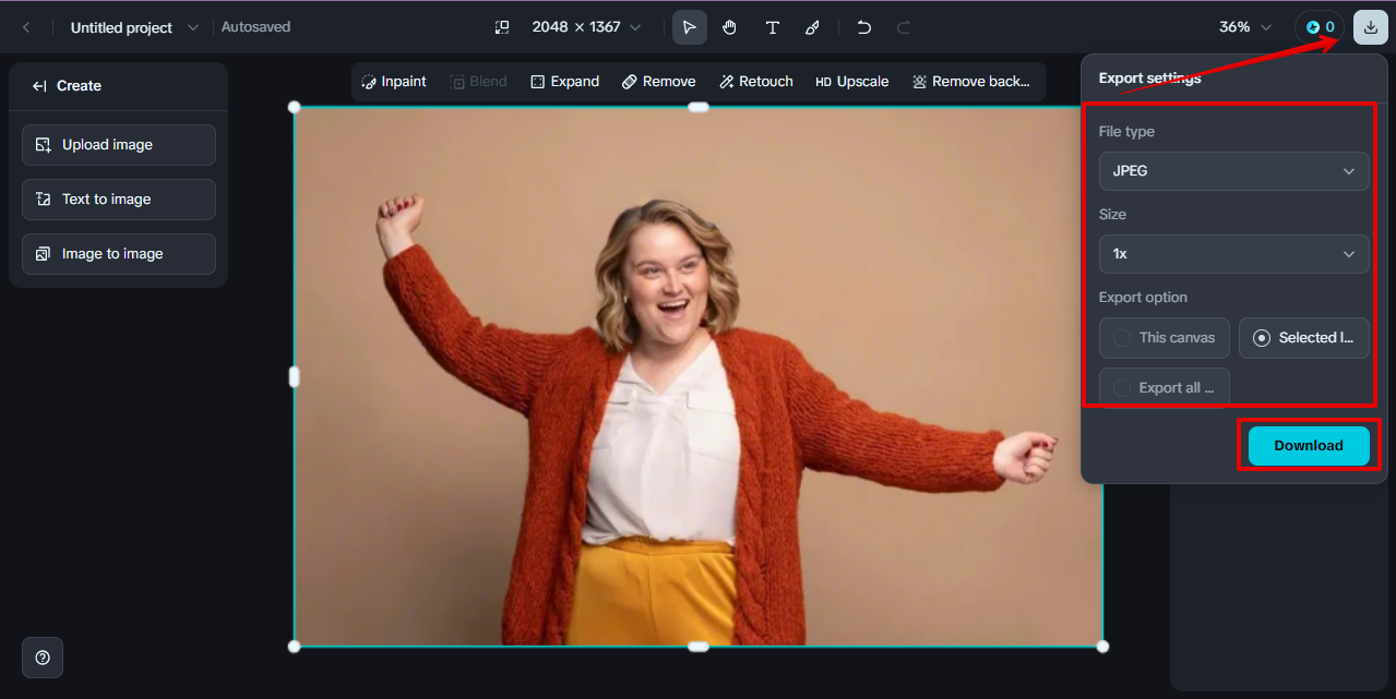 exporting image with hair