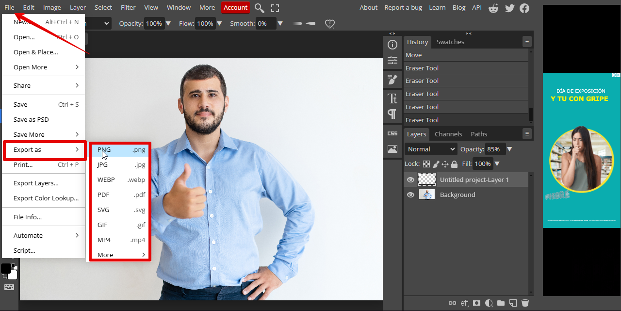 exporting image with hair