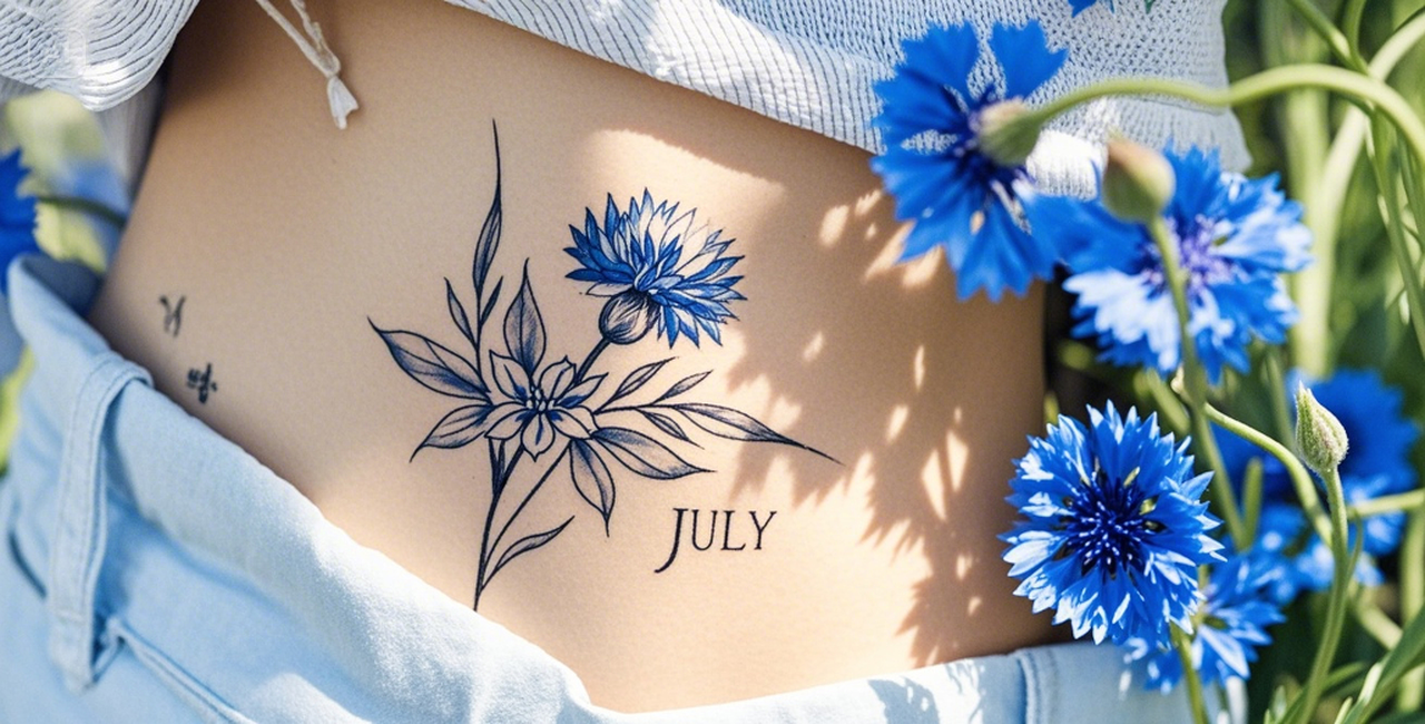 July birth flower tattoo