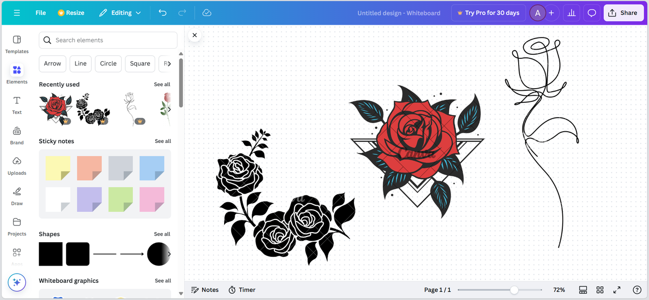 create a rose tattoo with Canva's ready-to-use stickers