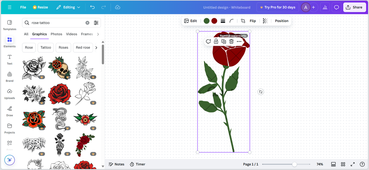 Pick your rose tattoo sticker