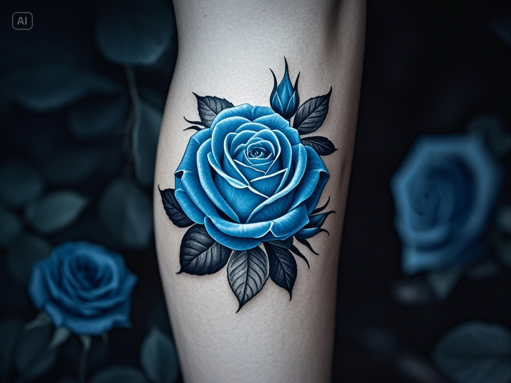 Enchanting blue rose tattoos