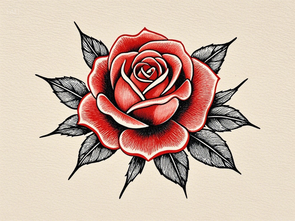 Classic red rose tattoos