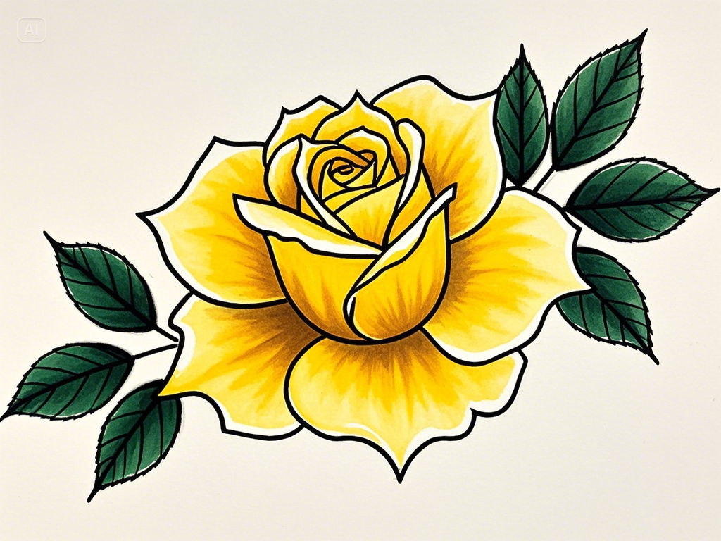 Elegant yellow rose tattoos