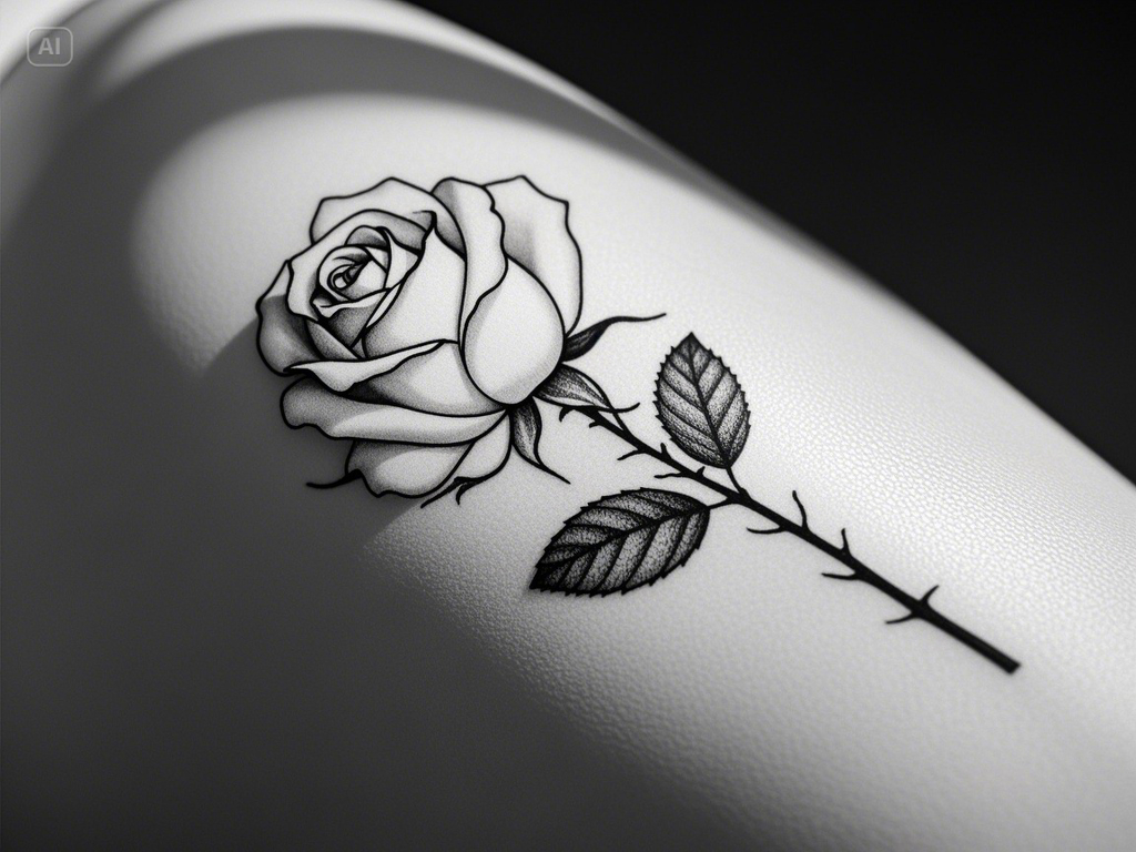 Single-lined rose tattoos