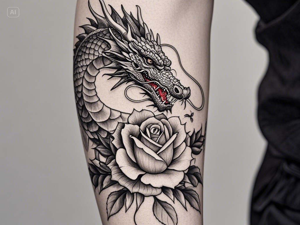 Dragon rose tattoo